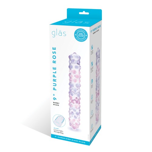 Dildo de Cristal de 9 Pulgadas Rosa Morado con Textura Nubby