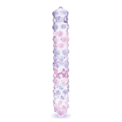 Dildo de Cristal de 9 Pulgadas Rosa Morado con Textura Nubby