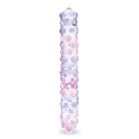 Dildo de Cristal de 9 Pulgadas Rosa Morado con Textura Nubby