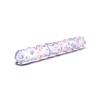 Dildo de Cristal de 9 Pulgadas Rosa Morado con Textura Nubby