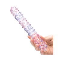 Dildo de Cristal de 9 Pulgadas Rosa Morado con Textura Nubby