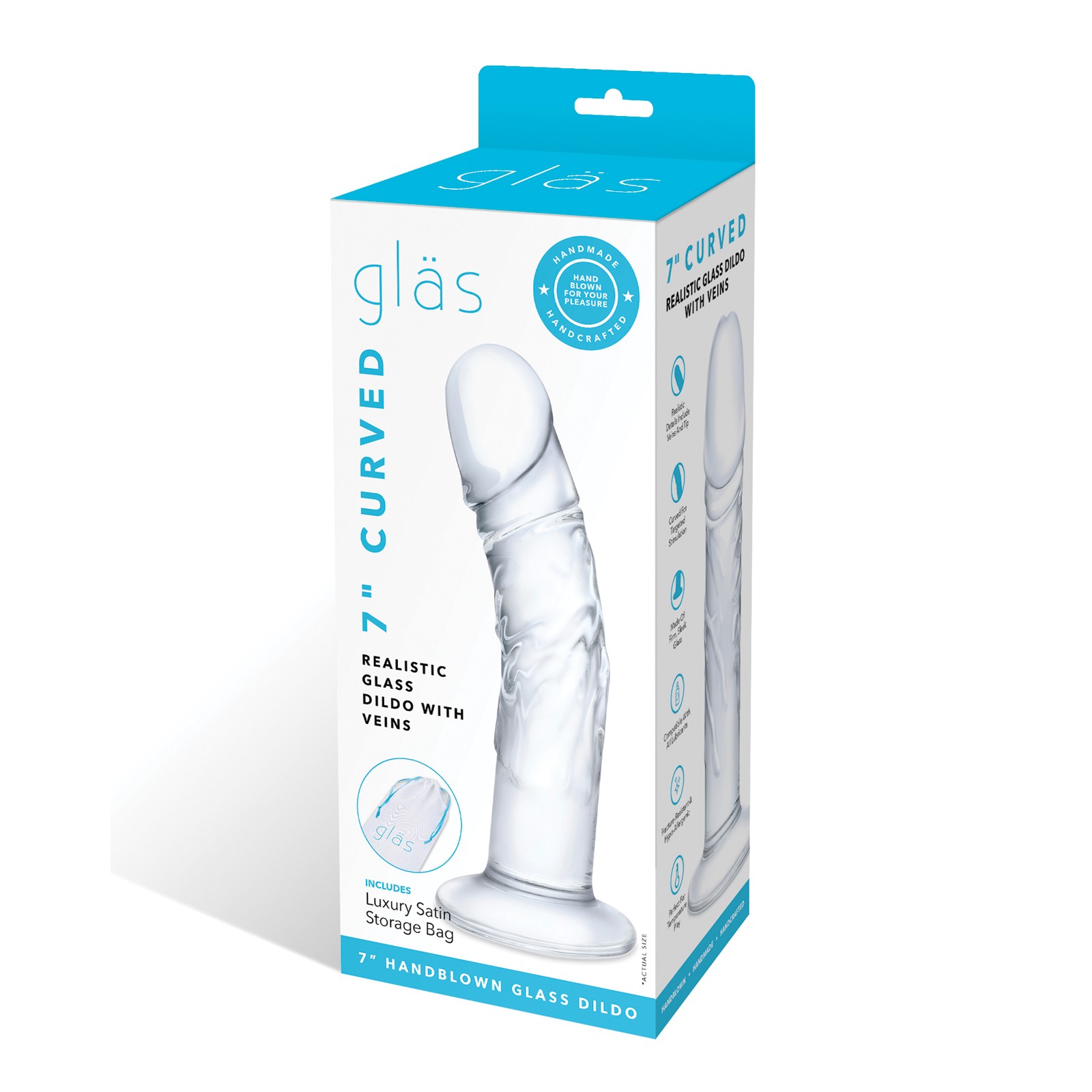 Glas 7" Realistic Curved Glass Dildo with Veins