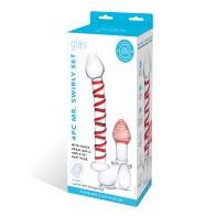 Set Glas Mr. Swirly - 4 Piezas con Bolas Chinas y Plug Anal