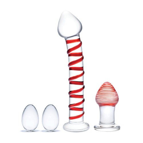 Set Glas Mr. Swirly - 4 Piezas con Bolas Chinas y Plug Anal