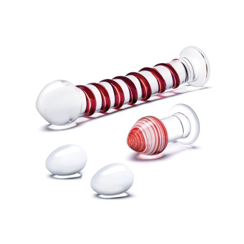 Set Glas Mr. Swirly - 4 Piezas con Bolas Chinas y Plug Anal