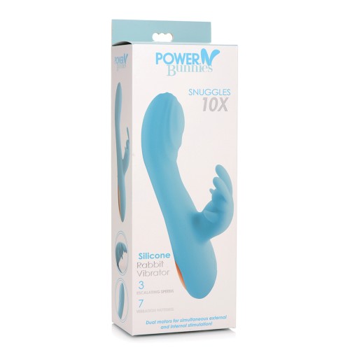 Curve Toys Power Bunnies Snuggles 10x Silicone Rabbit Vibrator Blue