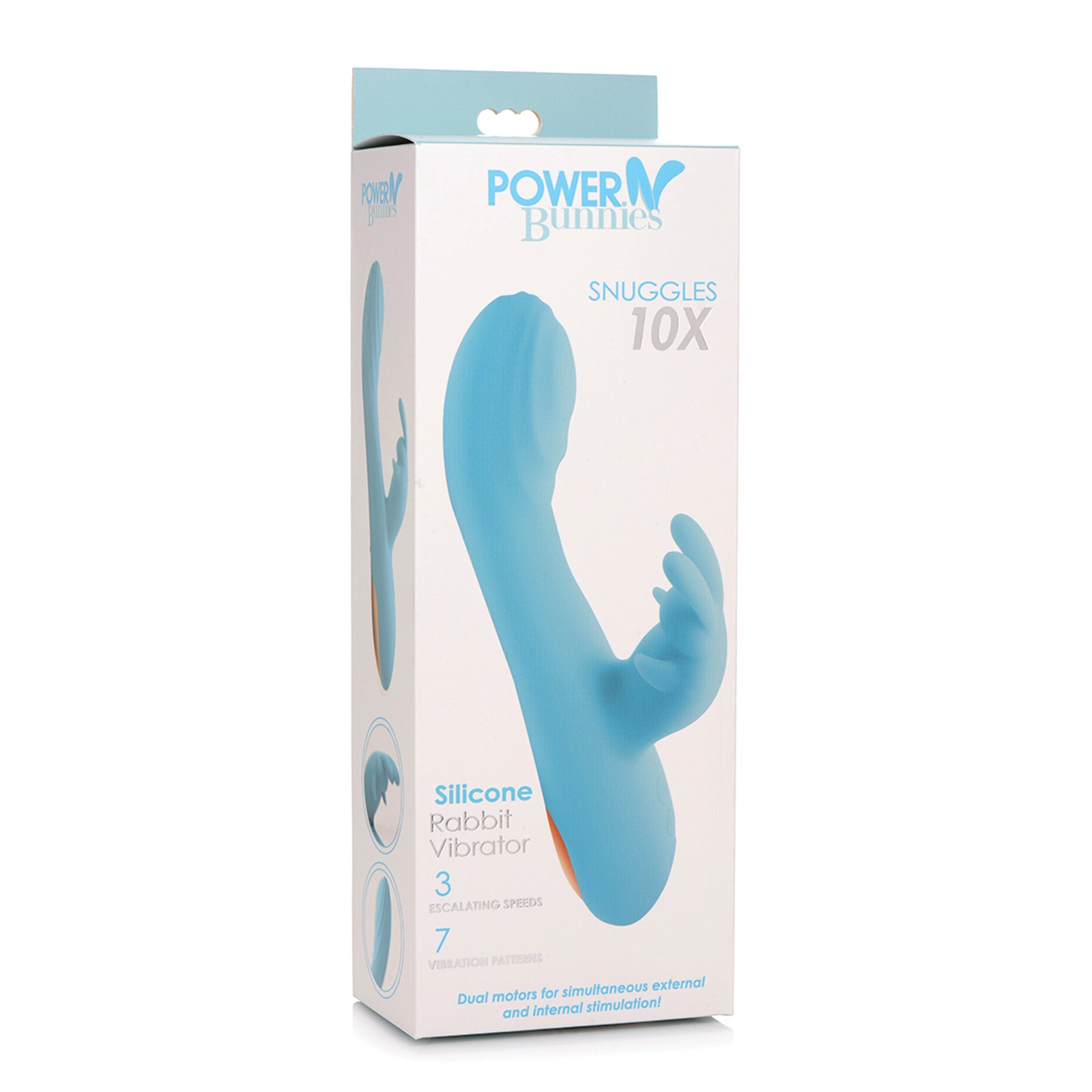 Curve Toys Power Bunnies Snuggles 10x Silicone Rabbit Vibrator Blue