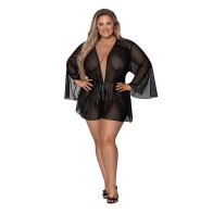 Modern Romance Short Robe - Black 2X