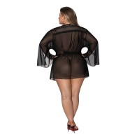 Modern Romance Short Robe - Black 2X