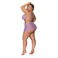 Girl Next Door Strappy Bralette Flirty Thong Skirt Lilac