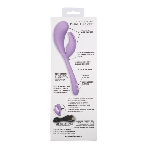 Elle Vibrador Doble de Silicona Líquida Morado