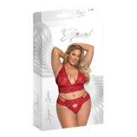 Sugar & Spice Conjunto de Brasier y Panty de Encaje Rojo QN