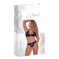 Seductive Strap-Tease Bra and Crotchless Panty Set