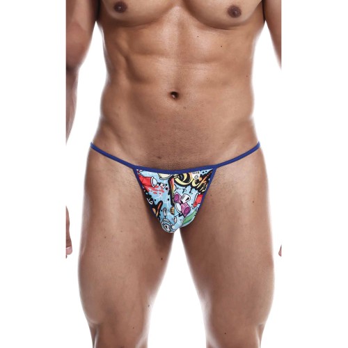 Male Basics Sinful Hipster Music T Thong G-String - Blue Print XL