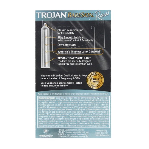 Condones Trojan BareSkin Raw para Sensación Mejorada