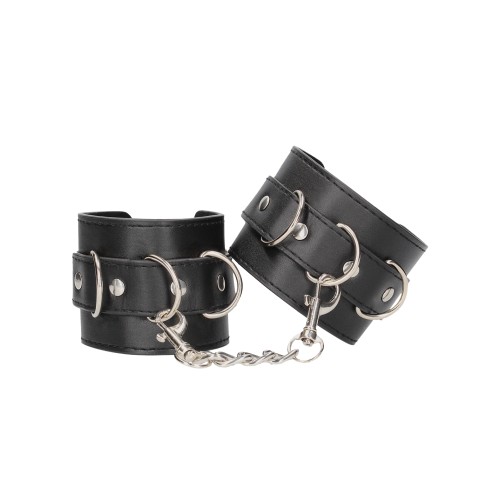 Shots Ouch Black & White Bonded Leather Hand Ankle Cuffs