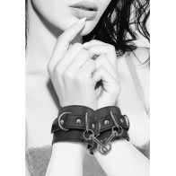 Shots Ouch Black & White Bonded Leather Hand Ankle Cuffs