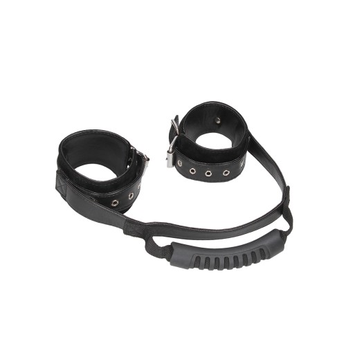 Shots Ouch Black and White Adjustable Leather Hand Cuffs