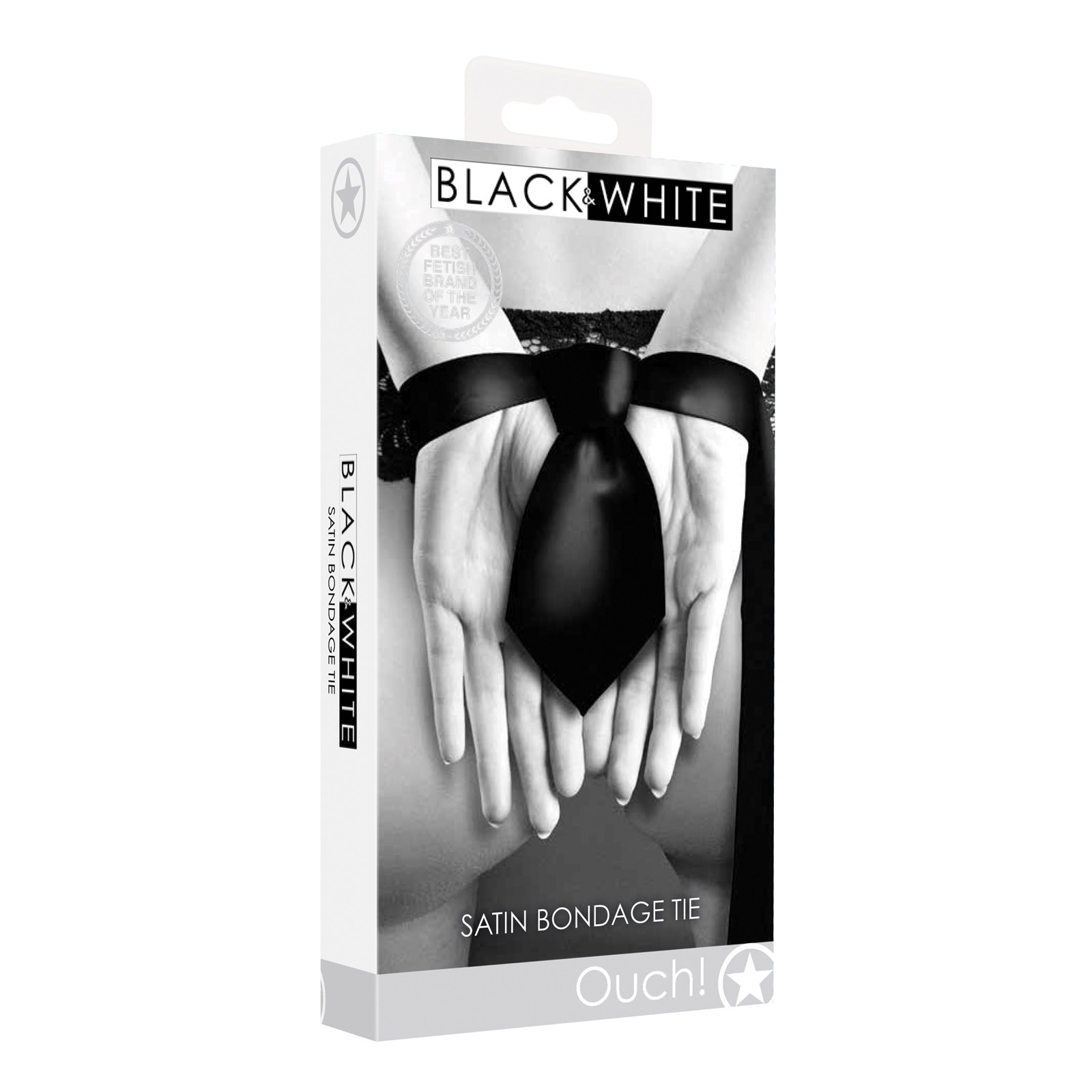 Shots Ouch Black & White Satin Bondage Tie