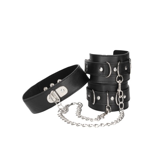 Leather Collar and Handcuffs Set - Play Hard