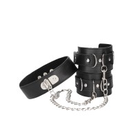 Leather Collar and Handcuffs Set - Play Hard