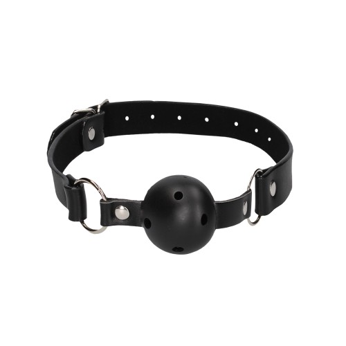 Shots Ouch Black & White Breathable Ball Gag w/Nipple Clamps - Black