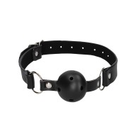 Shots Ouch Black & White Breathable Ball Gag w/Nipple Clamps - Black