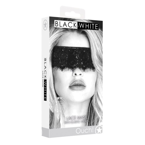 Ouch Black & White Lace Mask with Elastic Straps