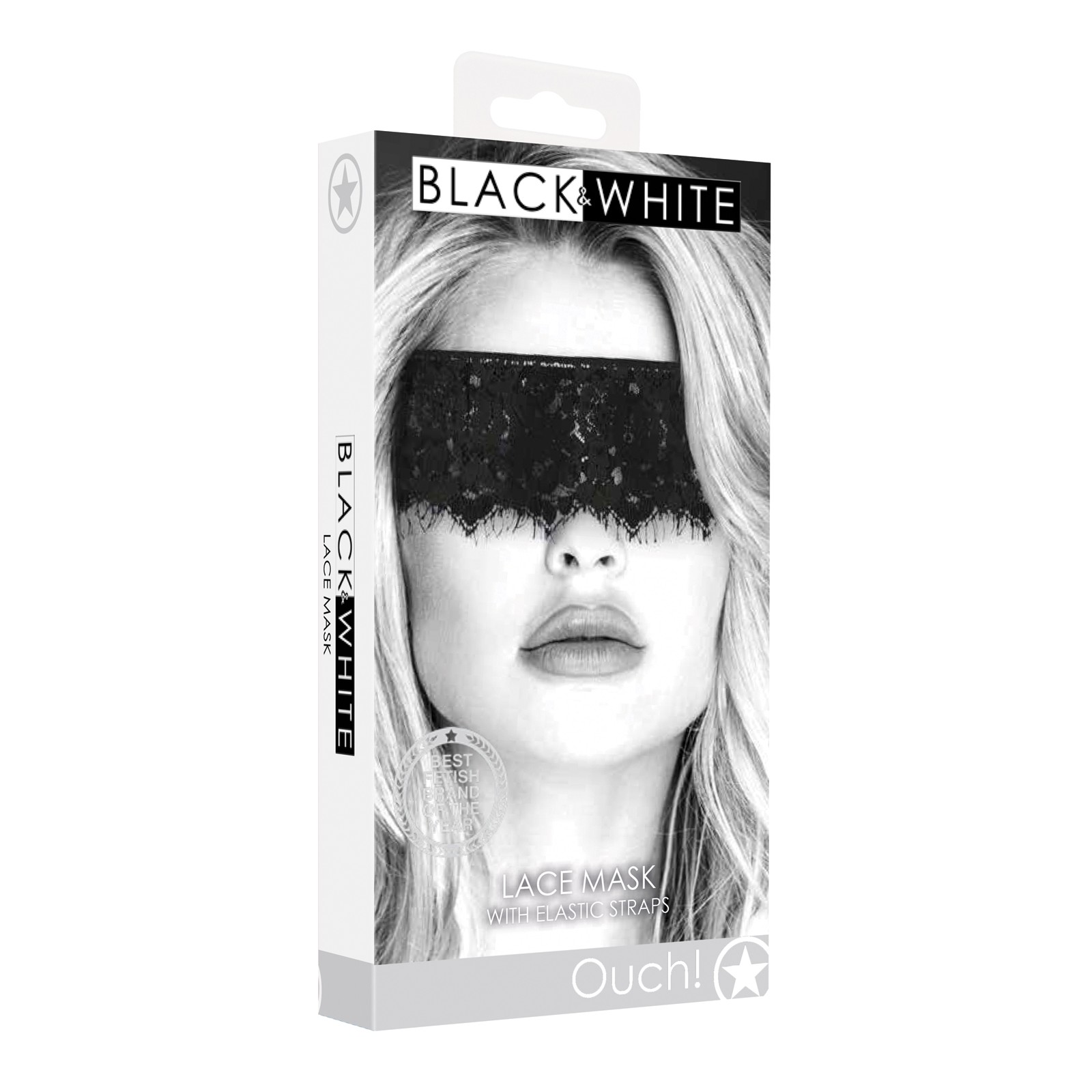 Ouch Black & White Lace Mask with Elastic Straps