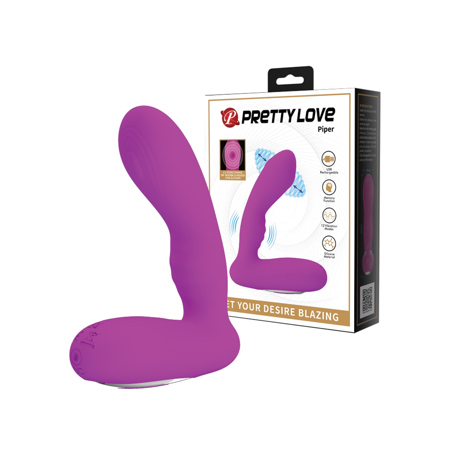 Vibrador de Pulsación Doble Pretty Love Piper para Placer Prostático