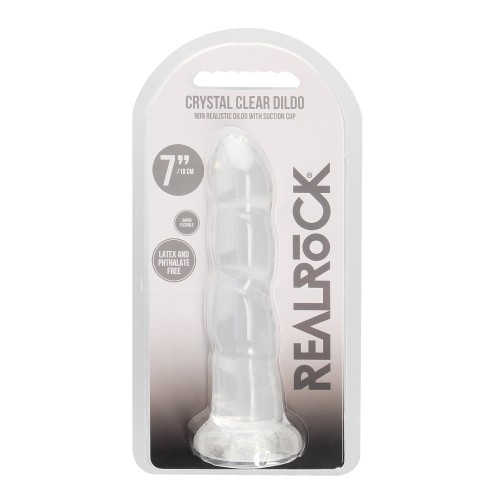 Shots RealRock Crystal Clear Rippled Dildo 7 Inches