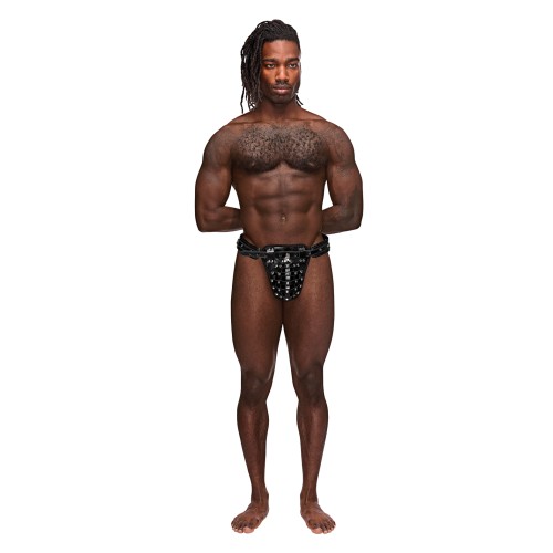 Adjustable Buckle Leather Taurus Thong for Men