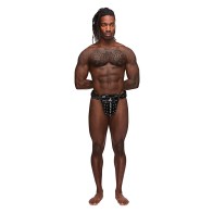 Adjustable Buckle Leather Taurus Thong for Men