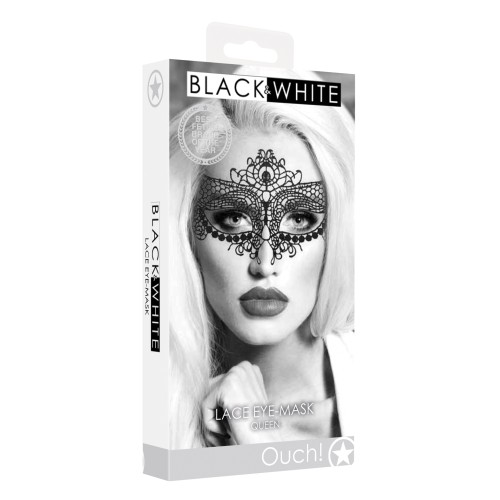 Shots Ouch Black and White Lace Eye Mask Queen