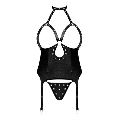 Corset Abierto Lust Mistress con Collar de Velcro Negro L/XL