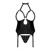 Corset Abierto Lust Mistress con Collar de Velcro Negro L/XL