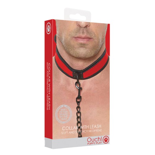 Ouch Puppy Play Collar and Leash Red