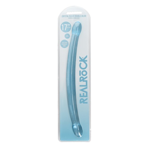 Dildo Doble Cristal Claro RealRock de 17 Pulgadas - Azul