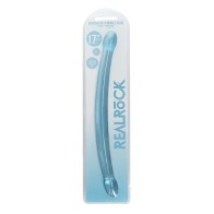 Dildo Doble Cristal Claro RealRock de 17 Pulgadas - Azul