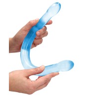 Dildo Doble Cristal Claro RealRock de 17 Pulgadas - Azul