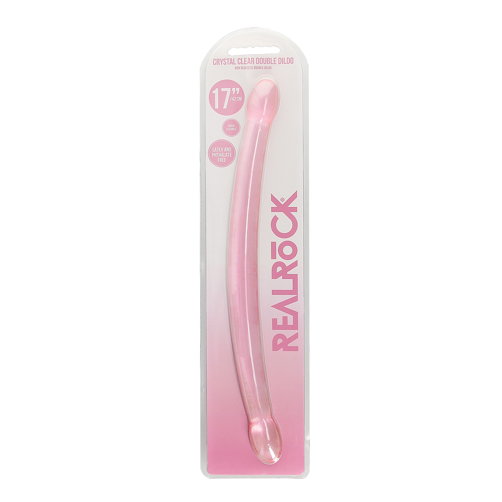 Dildo Doble RealRock Transparente Rosa