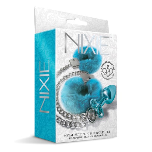 Nixie Metal Butt Plug with Jewel and Cuffs