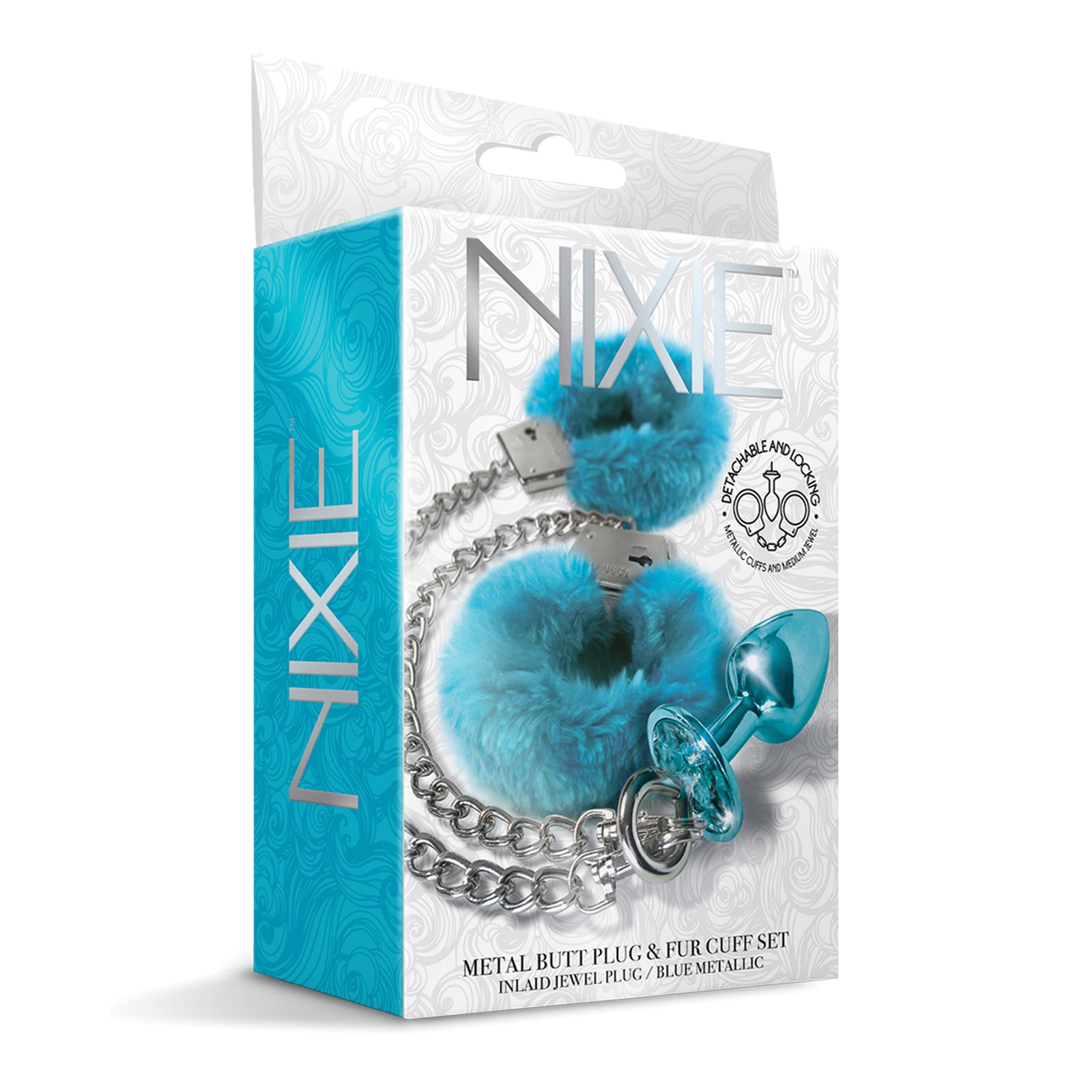 Nixie Metal Butt Plug with Jewel and Cuffs