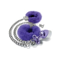 Nixie Jewel Butt Plug with Fur Cuffs Set