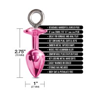 Plug Anal Metálico Nixie con Joyón Rosa y Juego de Puños de Piel