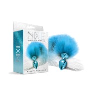 Nixie Metal Butt Plug with Faux Fur Tail Blue Metallic