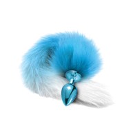 Nixie Metal Butt Plug with Faux Fur Tail Blue Metallic