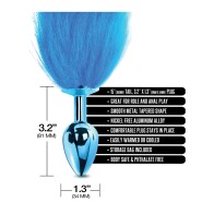 Nixie Metal Butt Plug with Faux Fur Tail Blue Metallic