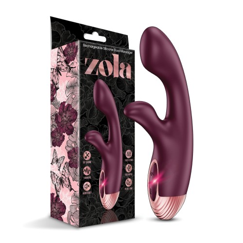 Zola Rechargeable Silicone Dual Massager Burgundy/Rose Gold