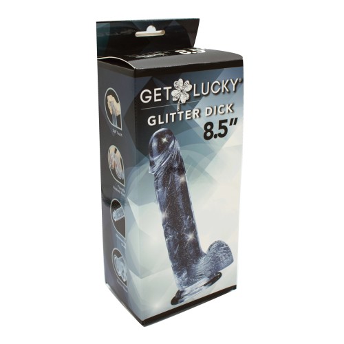 Get Lucky 8.5" Glittered Real Skin Dick - Clear